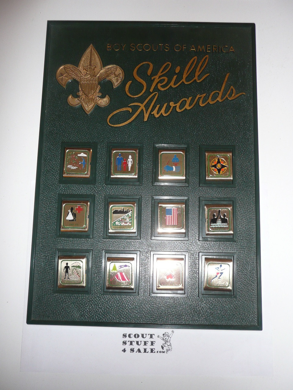 Skill Award Display with a complete set of the awards - Discontinued Boy Scout Award Program