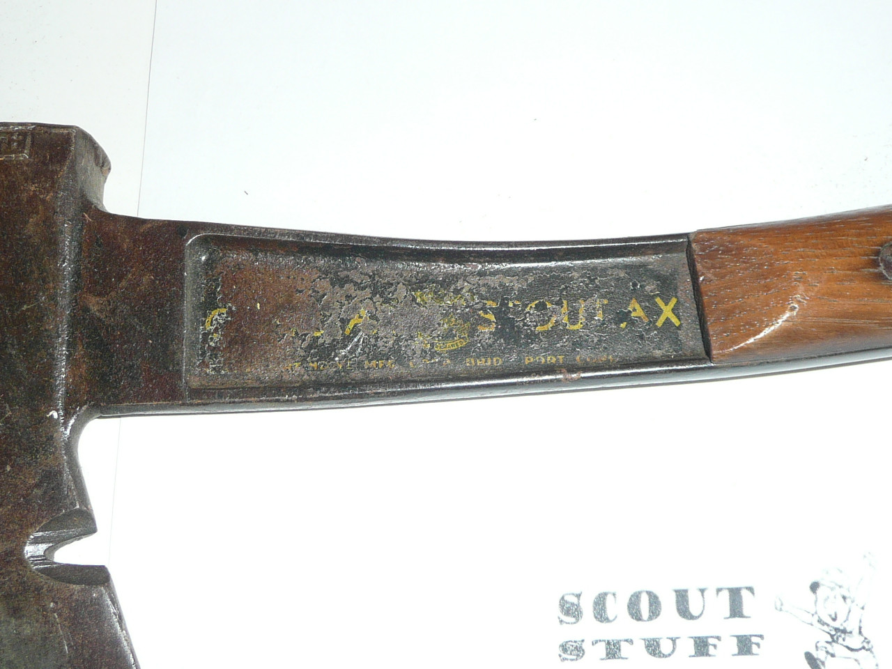 Vintage Official Boy Scout Axe / Hatchet made by Bridgeport, rare design, used #2