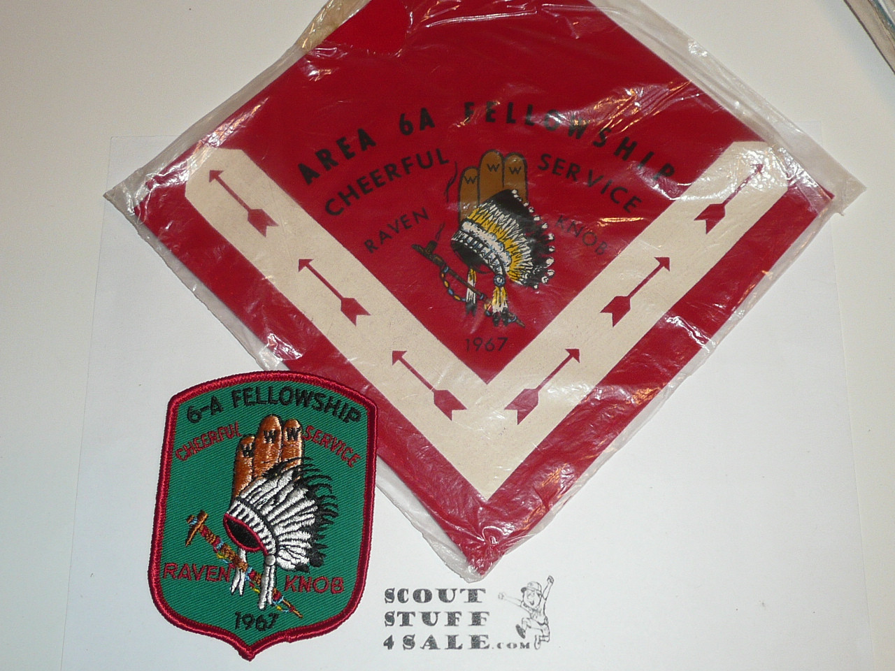 Area / Section 6-A 1967 O.A. Conference Neckerchief and patch - Camp Raven Knob