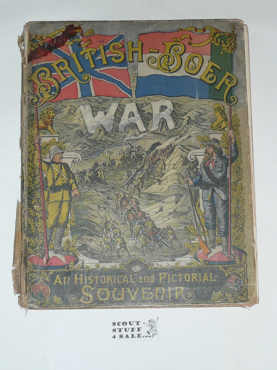 British Boer Vintage Book (E3L) Historical Pictorial Souvenir DeVries 1900, spine damaged and cover detached, book solid