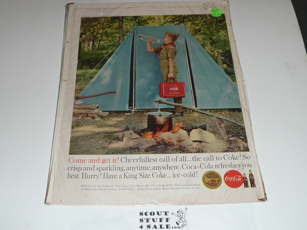 1960's Magazine advertisement for Coca Cola (Coke) with a Boy Scout