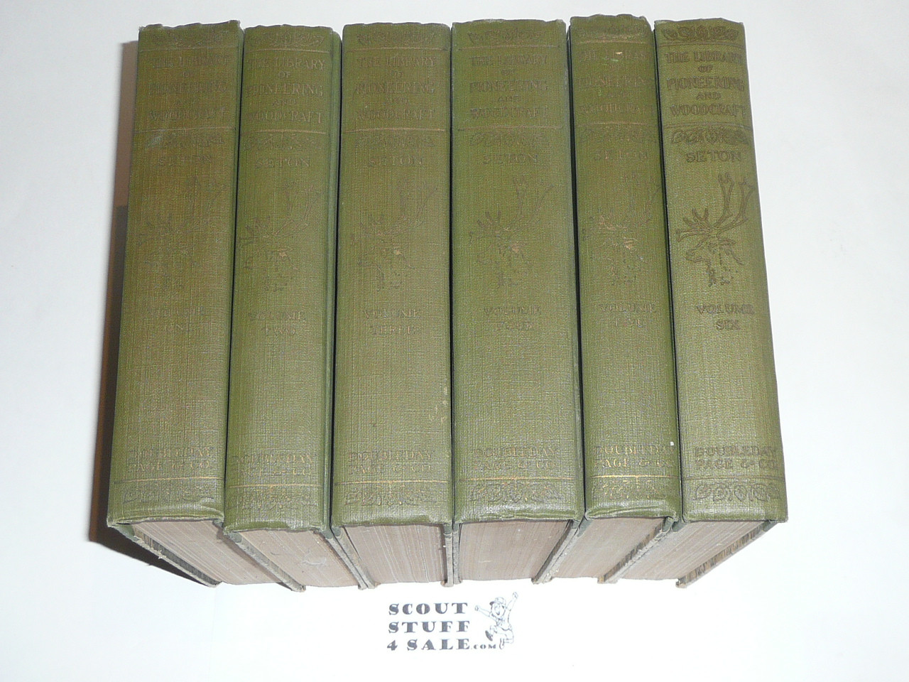 THE LIBRARY OF PIONEERING AND WOODCRAFT By Ernest T. Seton, 1925, 6 Vol. Set Books