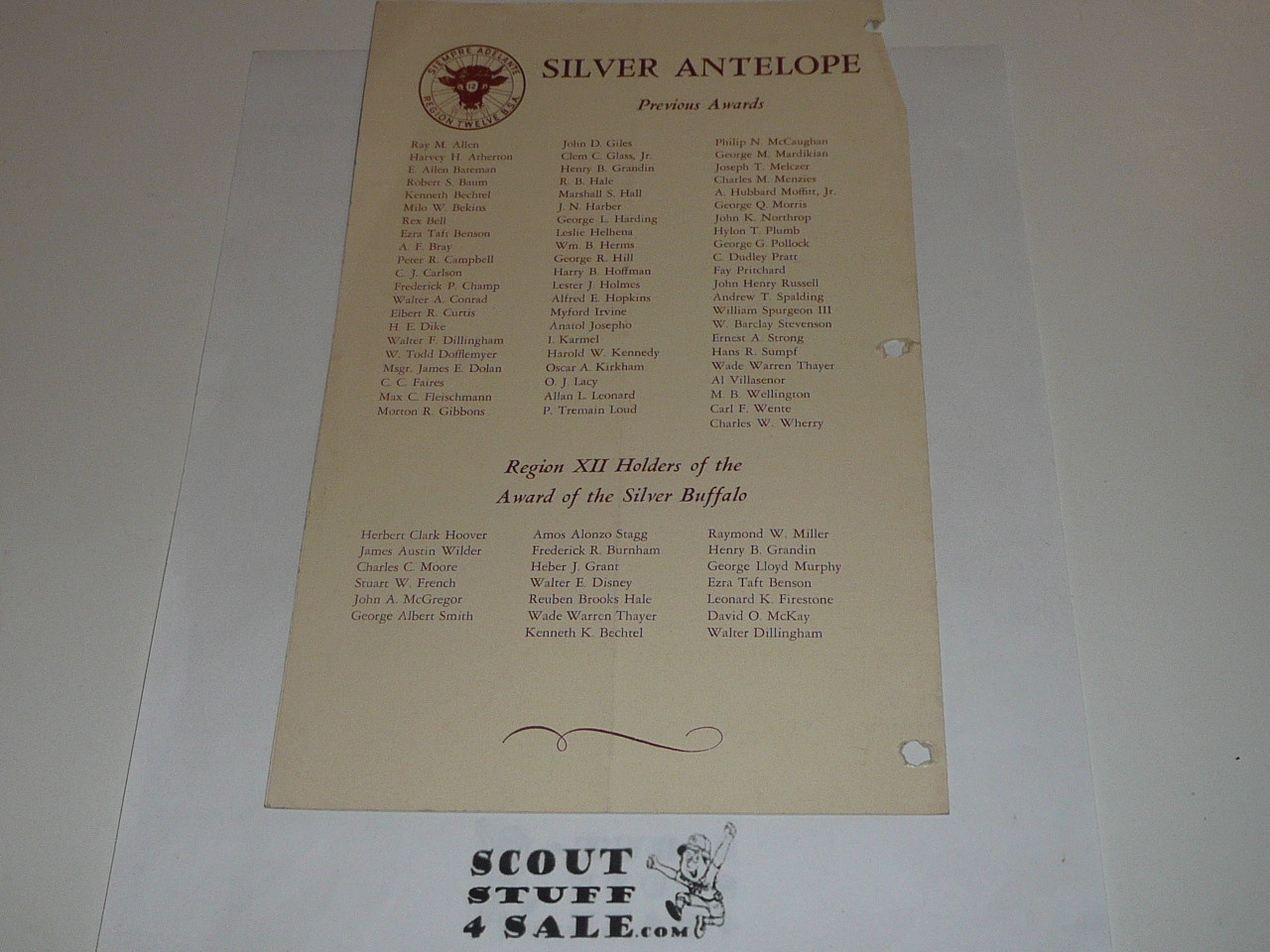 1956 Region 12 Silver Antelope Award Program, Boy Scout