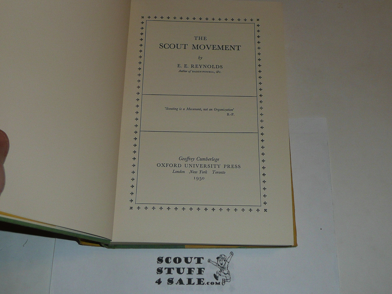 The Scout Movement, By E.E. Reynolds, 1950 printing, with dust jacket