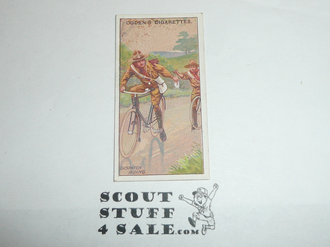 Ogden Tabacco Company Premium Card, First Boy Scout Series of 50 (Blue Backs), Card #22 Dispatch Riding, 1911