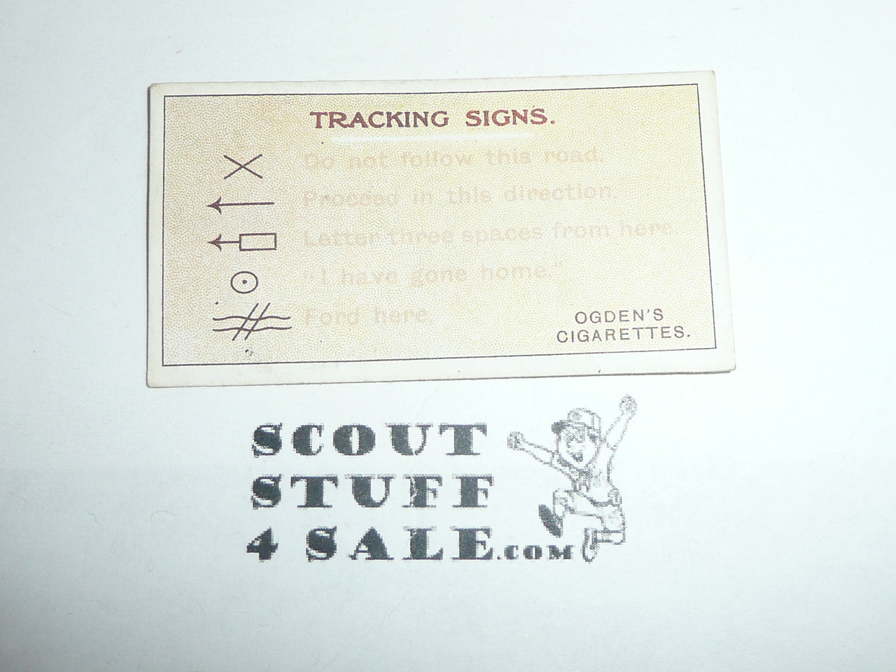Ogden Tabacco Company Premium Card, First Boy Scout Series of 50 (Blue Backs), Card #30 Tracking Signs, 1911