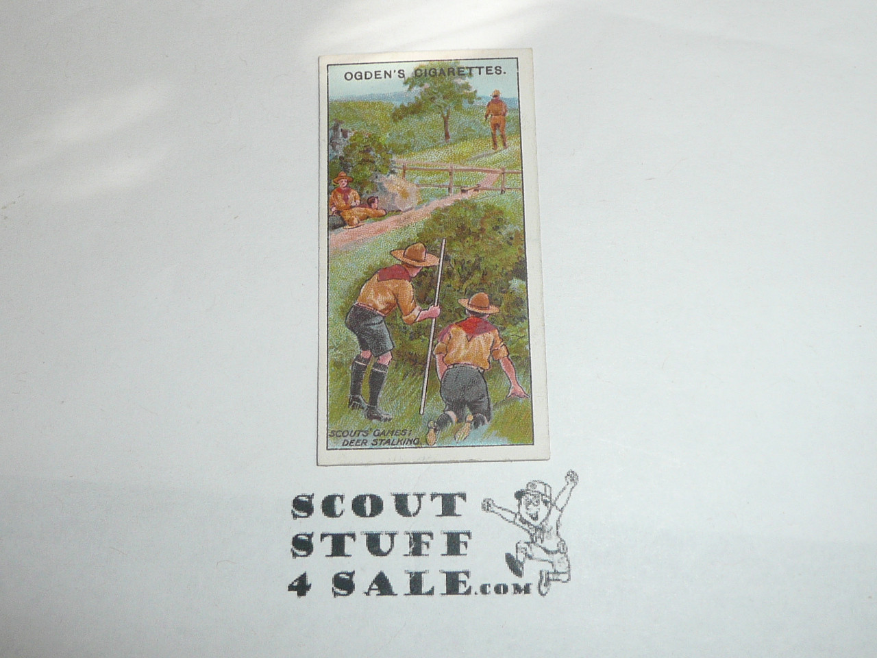 Ogden Tabacco Company Premium Card, Second Boy Scout Series of 50 (Blue Backs), Card #69 Scouts' Game: Deer Stalking, 1912