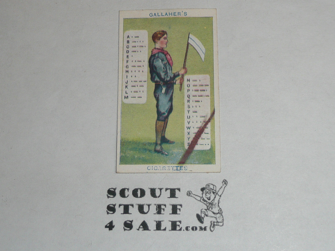 Gallaher ltd Cigarette Company Premium Card, Boy Scout Series of 100, Card #71 Morse Alphabet, 1911