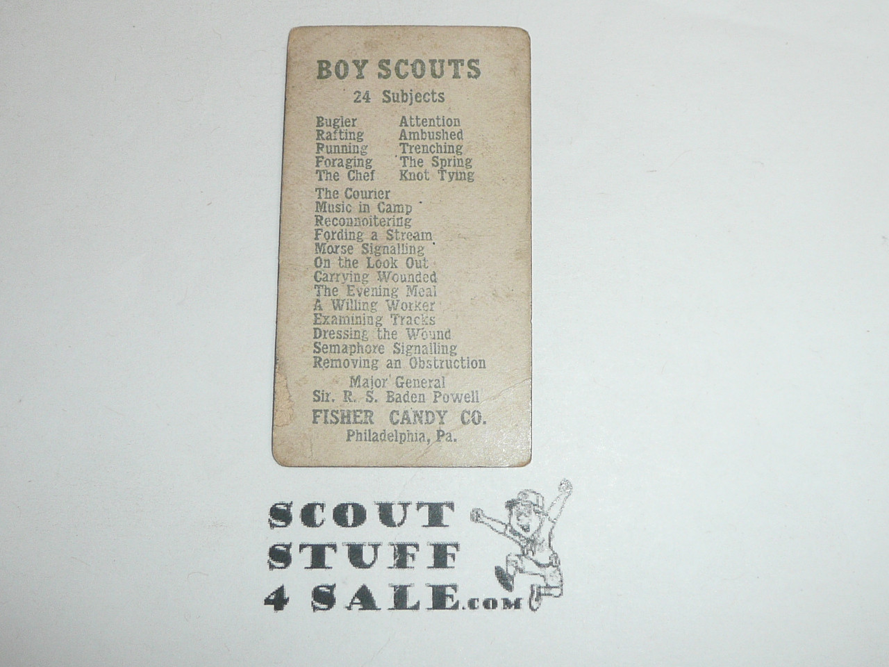 Fisher Candy Company, Philadelphia Pa, Boy Scout Card Series of 24, Morse Signalling, 1910