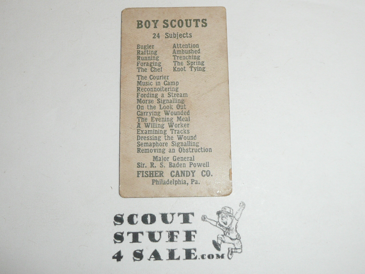 Fisher Candy Company, Philadelphia Pa, Boy Scout Card Series of 24, A Willing Worker, 1910