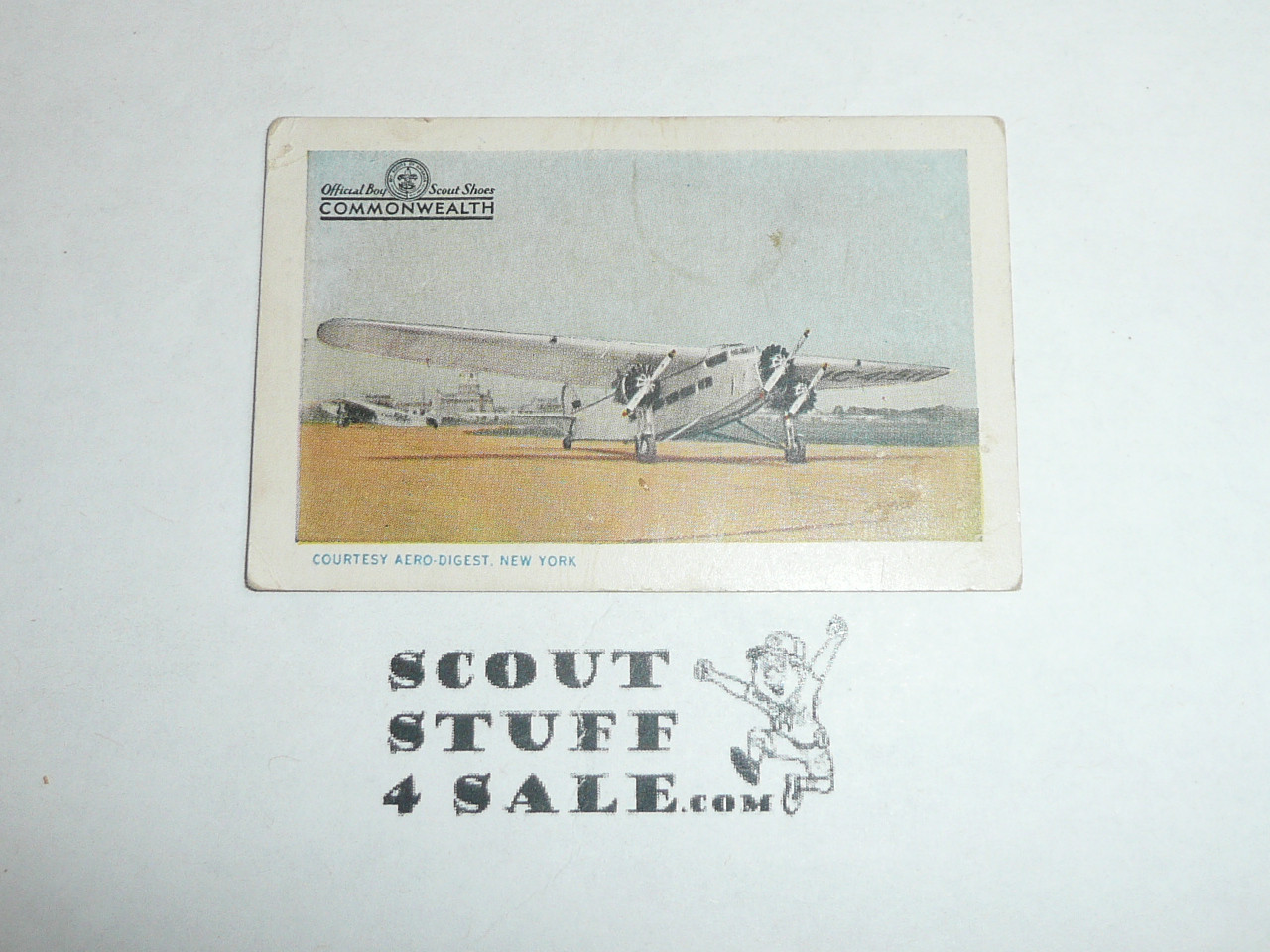 Commonwealth Shoe Company, Makers of Boy Scout Shoes, Boy Scout Airplane Card Series of 50, #47 Ford All-Metal Trimotor, 1930