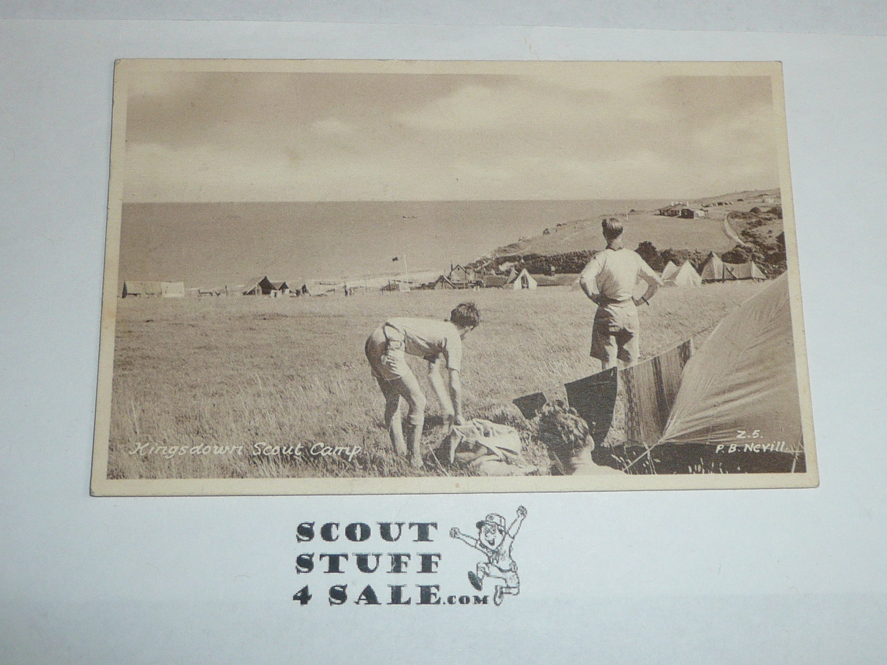 1961 British Boy Scout Postcard, Photo Postcard of Kingsdown Scout Camp