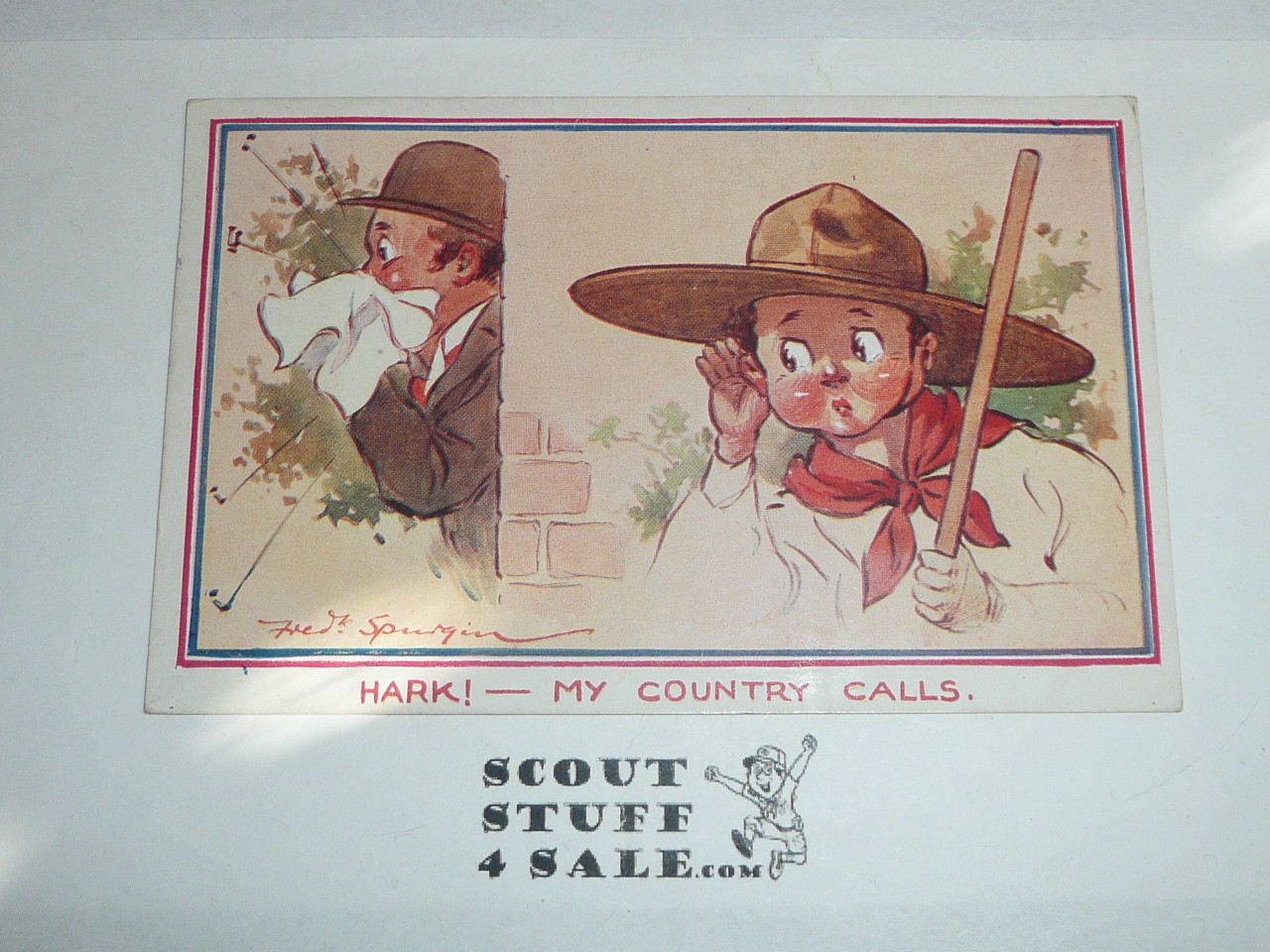 1914 British Boy Scout Postcard, Hark! - My Country Calls