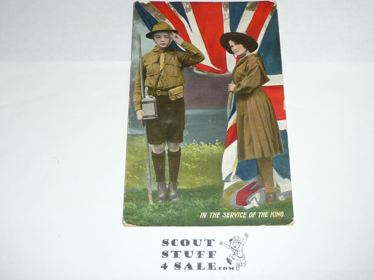 Teen's British Boy Scout Postcard, In Service of the King