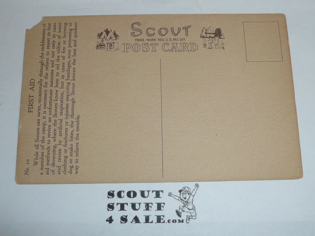 1914 Scout Gum Company 12 Postcard Boy Scouts Of America Set, Card #10 First Aid