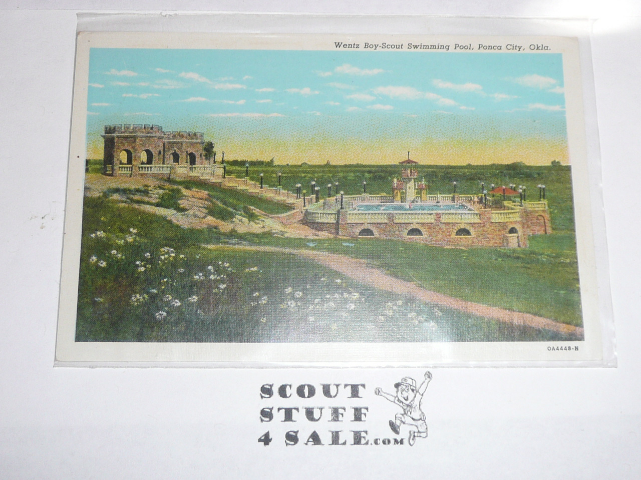 Boy Scout Colorized Postcard, Wentz Boy Scout Swimming Pool, Ponca City OK