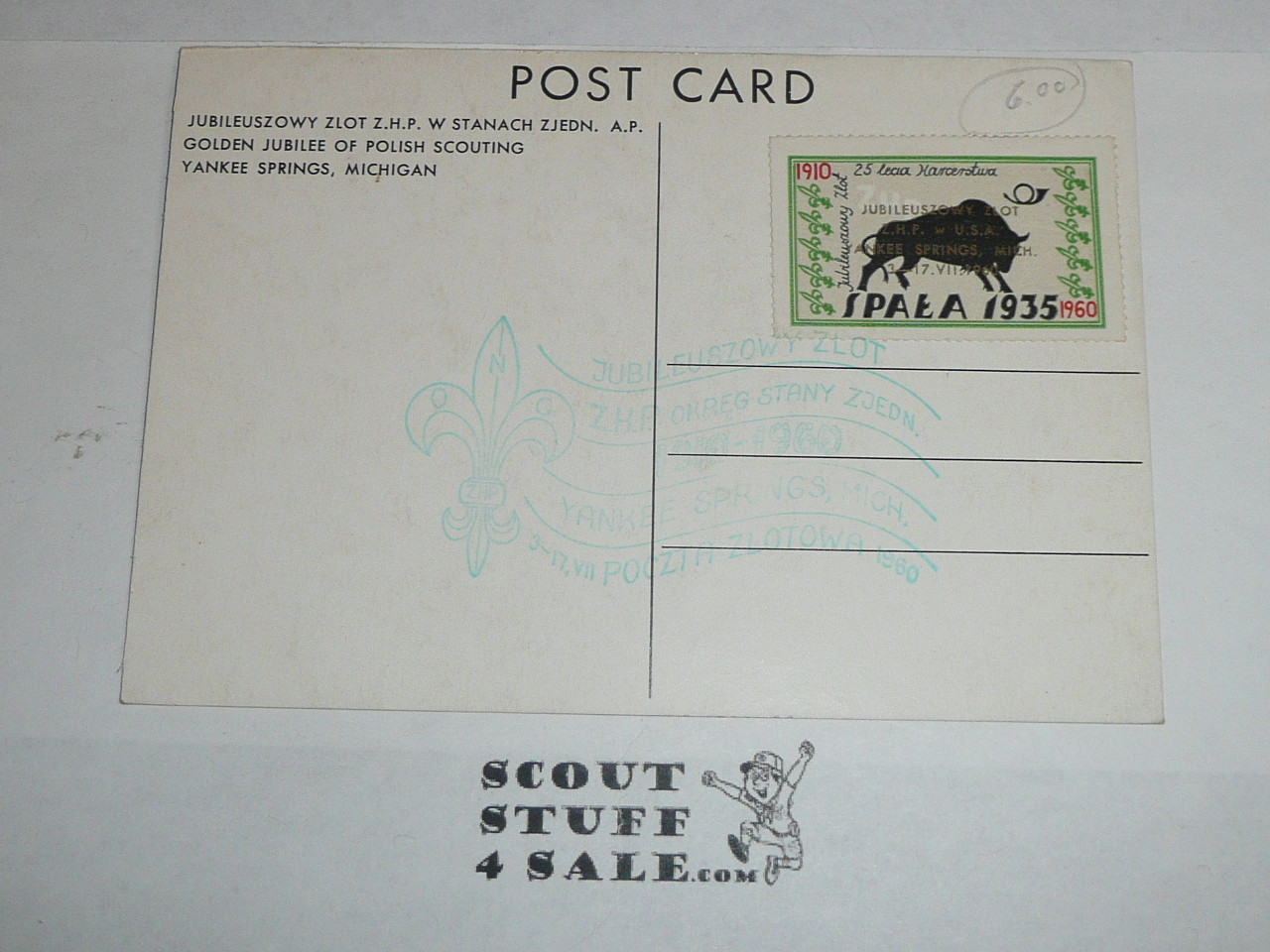 1960 Postcard commemorating 50 years of Polish Boy Scouting