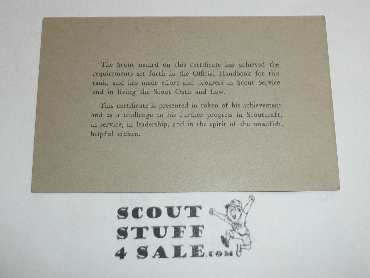 1934 Second Class Scout Rank Achievement Card, Boy Scout