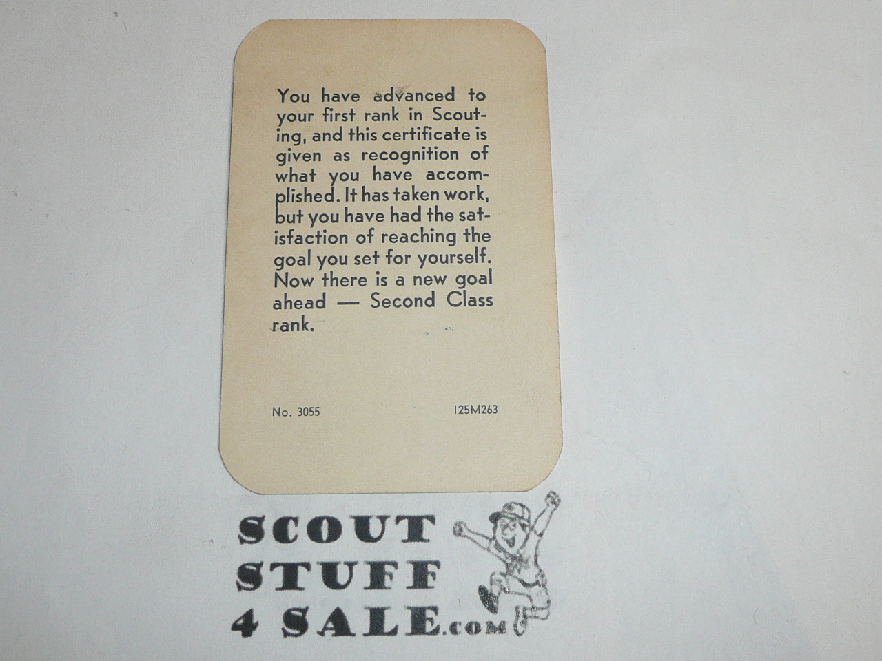 1963 Tenderfoot Scout Rank Achievement Card, Boy Scout, used