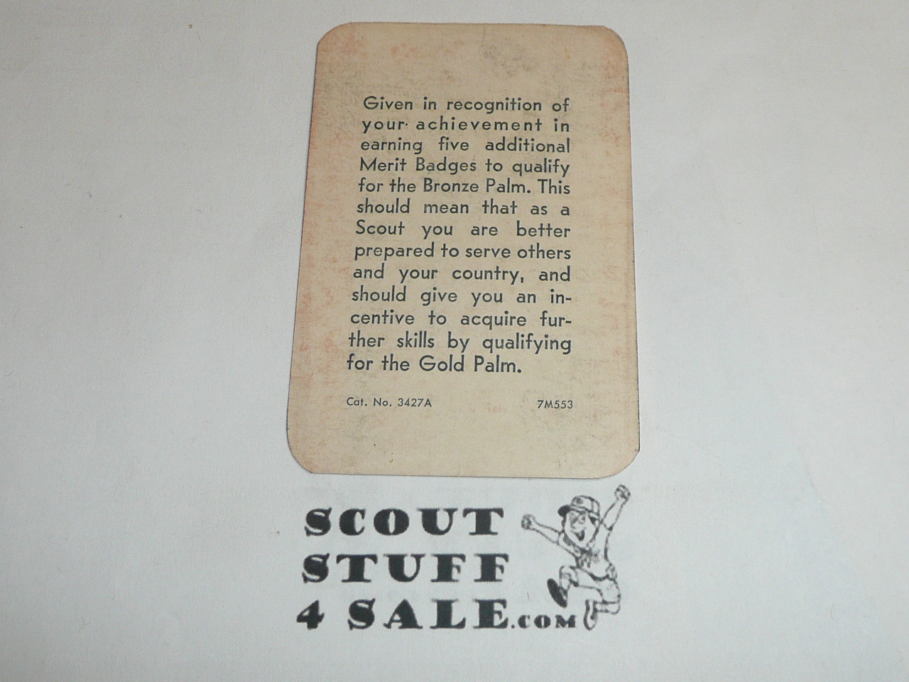 1956 Eagle Scout with Bronze Palm Rank Achievement Card, Boy Scout