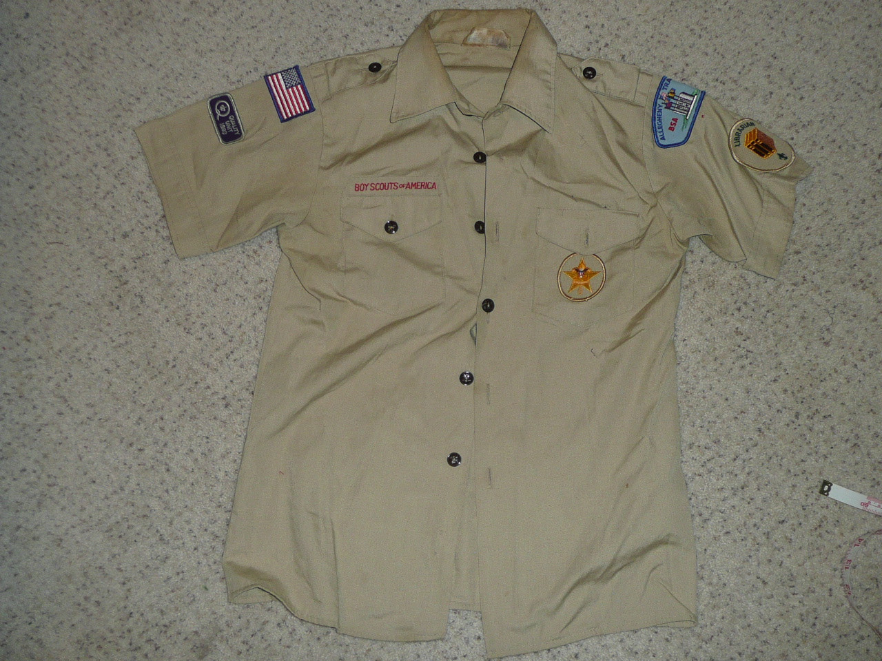 1990's Boy Scout Uniform Shirt with lots of insignia, Allegeheny Trails Council,  Youth Large, #BD24