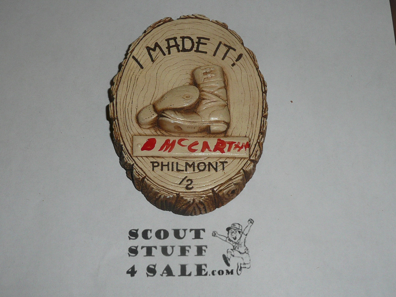 Philmont Scout Ranch Plaster "I Made It" wall decoration, early issue
