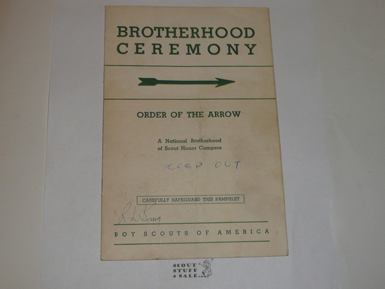 Brotherhood Ceremony Manual, Order of the Arrow, 1955, 3-55 Printing