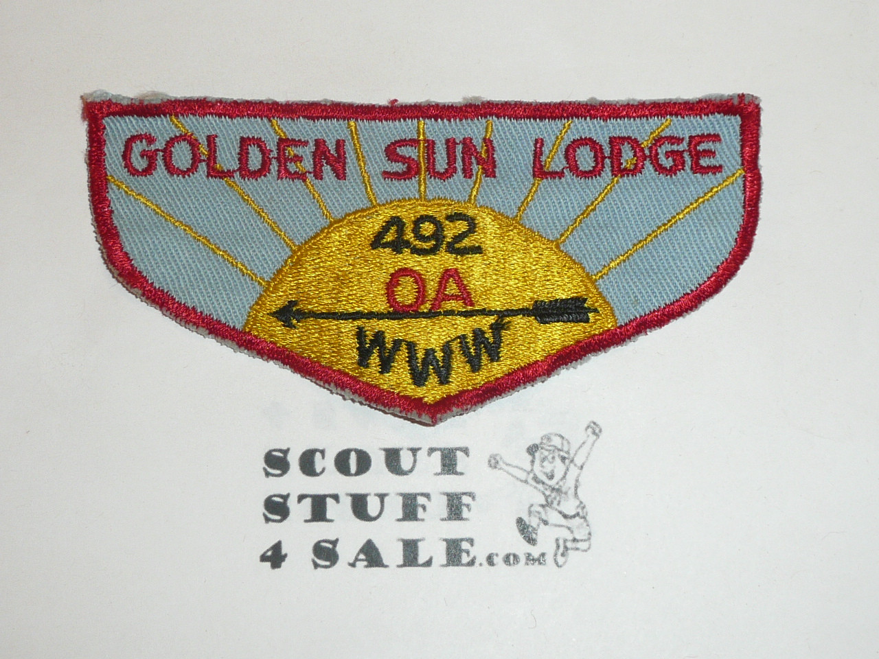 Order of the Arrow Lodge #492 Golden Sun f1 First Flap Patch, lite use