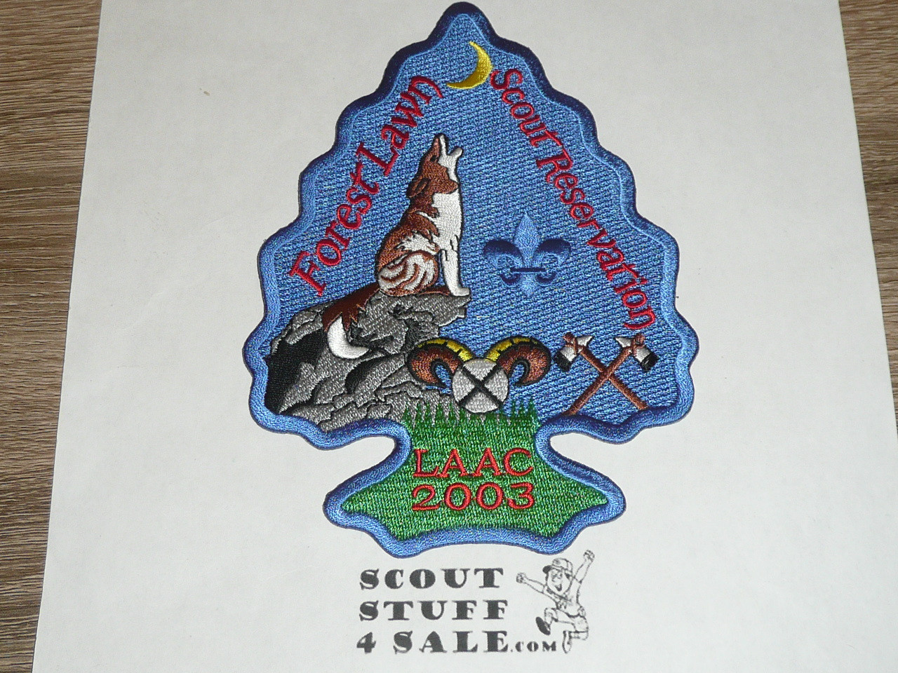 Forest Lawn Scout Reservation STAFF Jacket Patch, blue bdr, LAAC, 2003