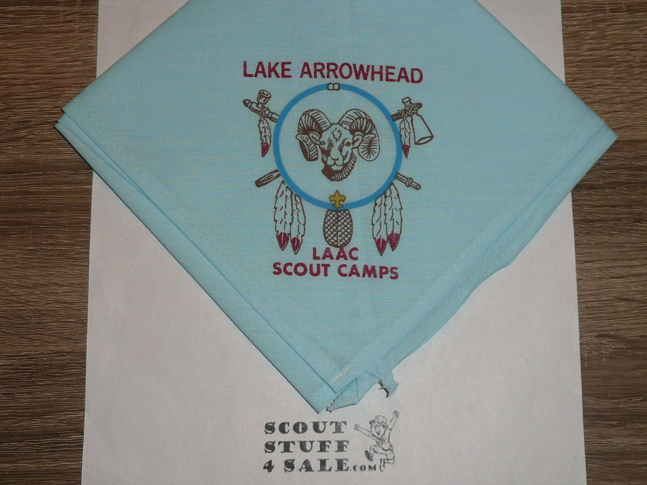 Lake Arrowhead Scout Camps, Neckerchief, blue with Ram's head, 1970's