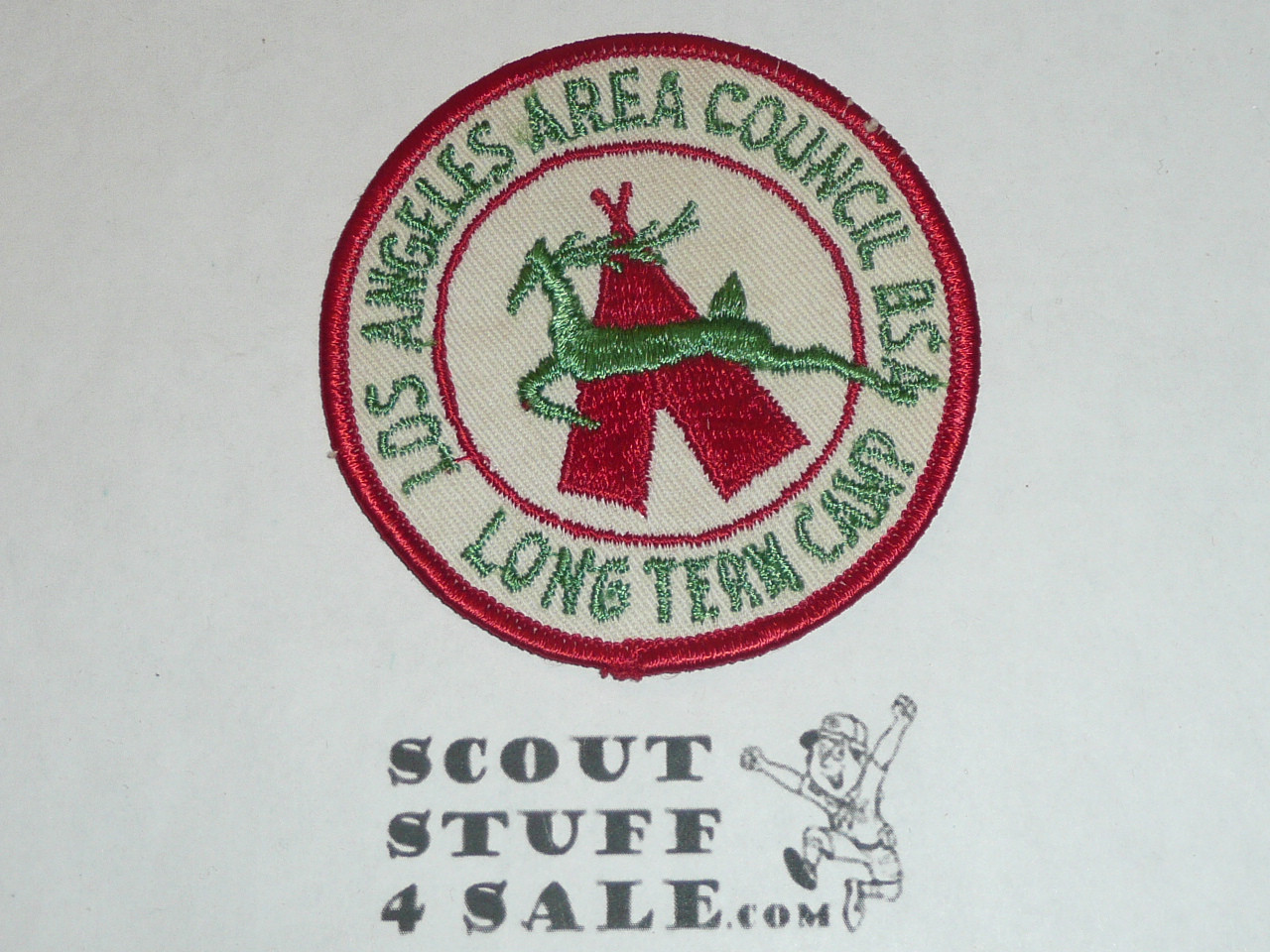 Long Term Camp Patch, Los Angeles Area Council, red r/e wht twill