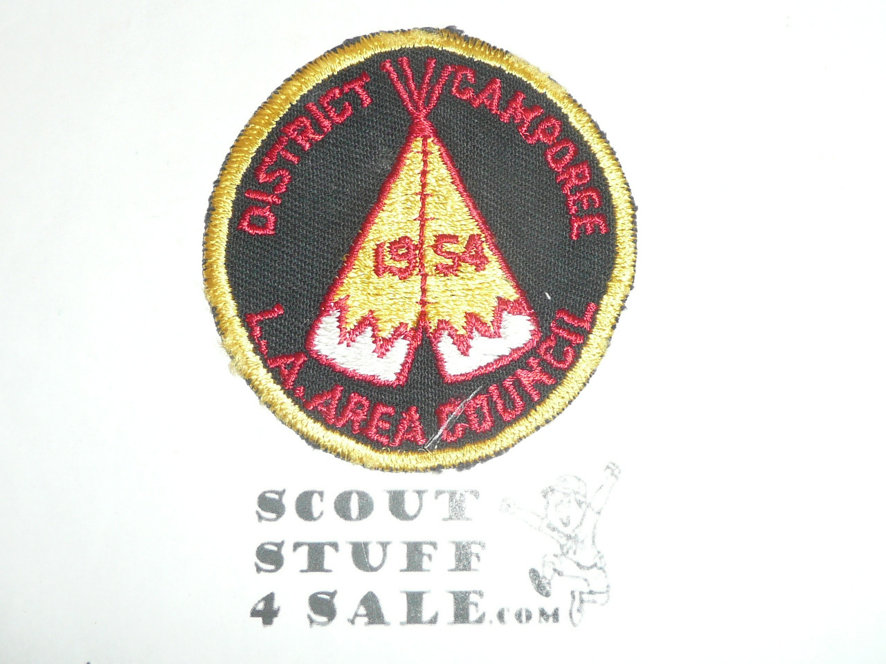 District Camporee twill Patch, Los Angeles Area Council, used, 1954