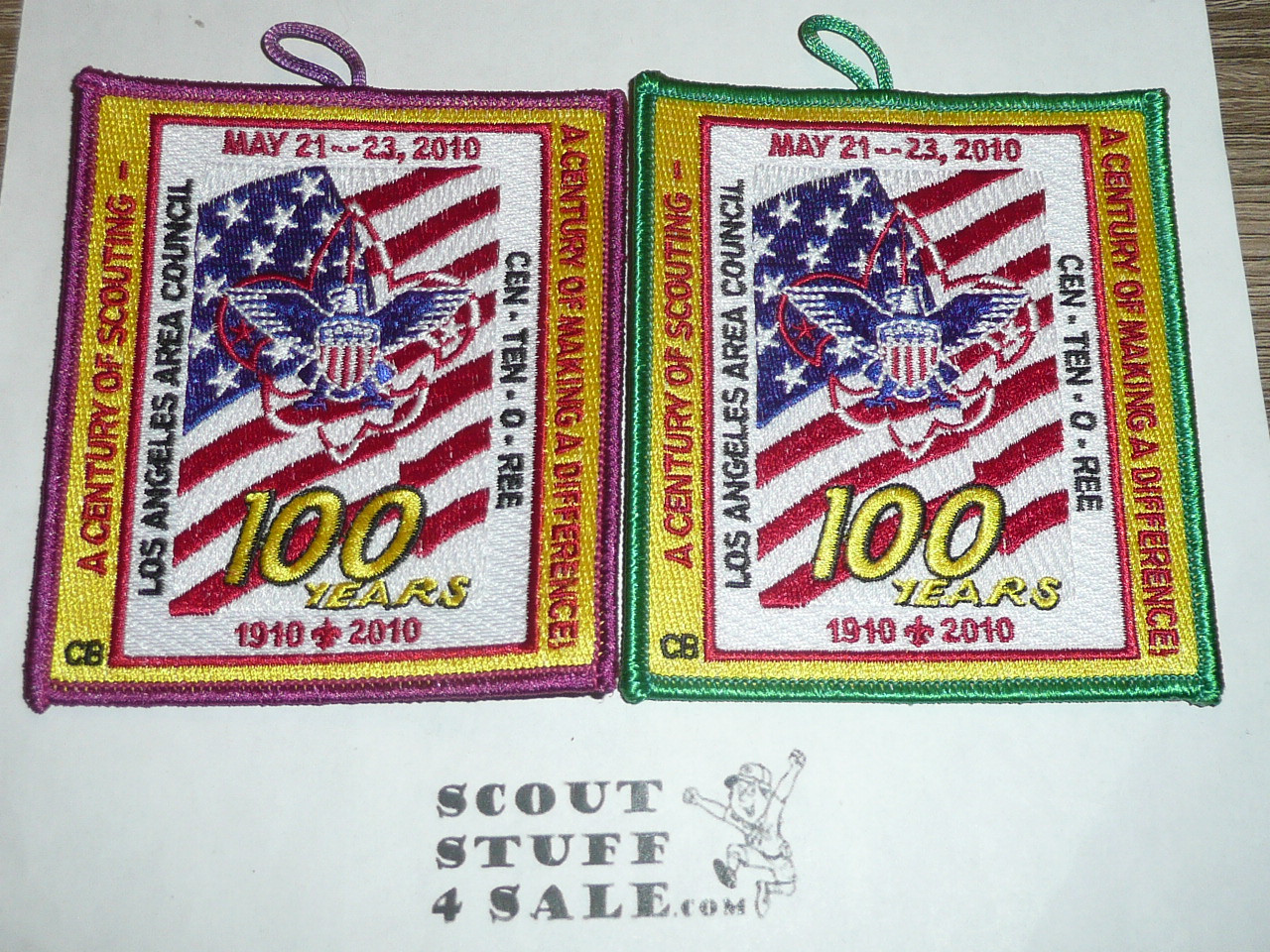 Los Angeles Area Council 100th BSA Anniversary celebration Patch set and STAFF Neckerchief