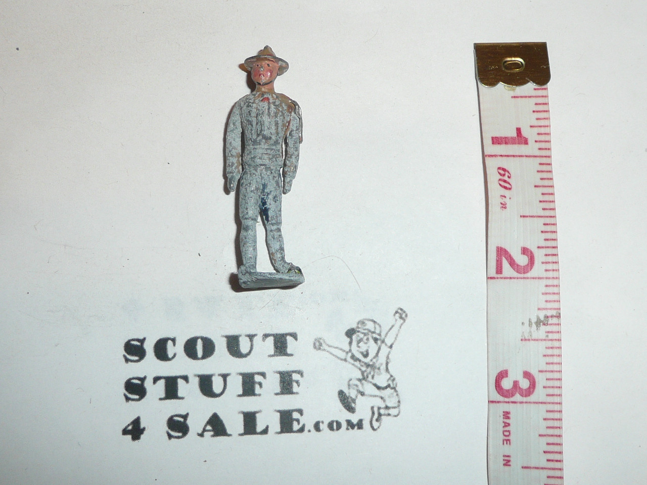Unknown Manufacturer British Boy Scout Standing 2" metal Figure, lots of wear