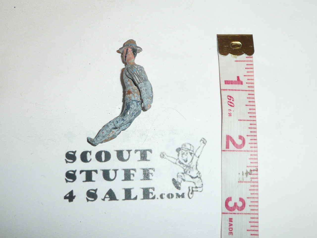 Unknown Manufacturer British Boy Scout Reclinging 2" metal Figure, lots of wear