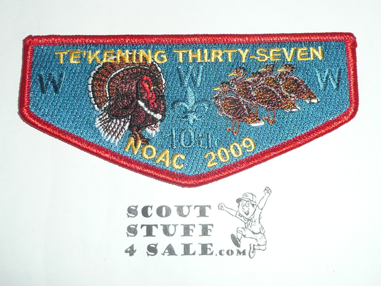 Order of the Arrow Lodge #37 Te'Kening 2009 NOAC 6 Turkey red bdr Flap Patch