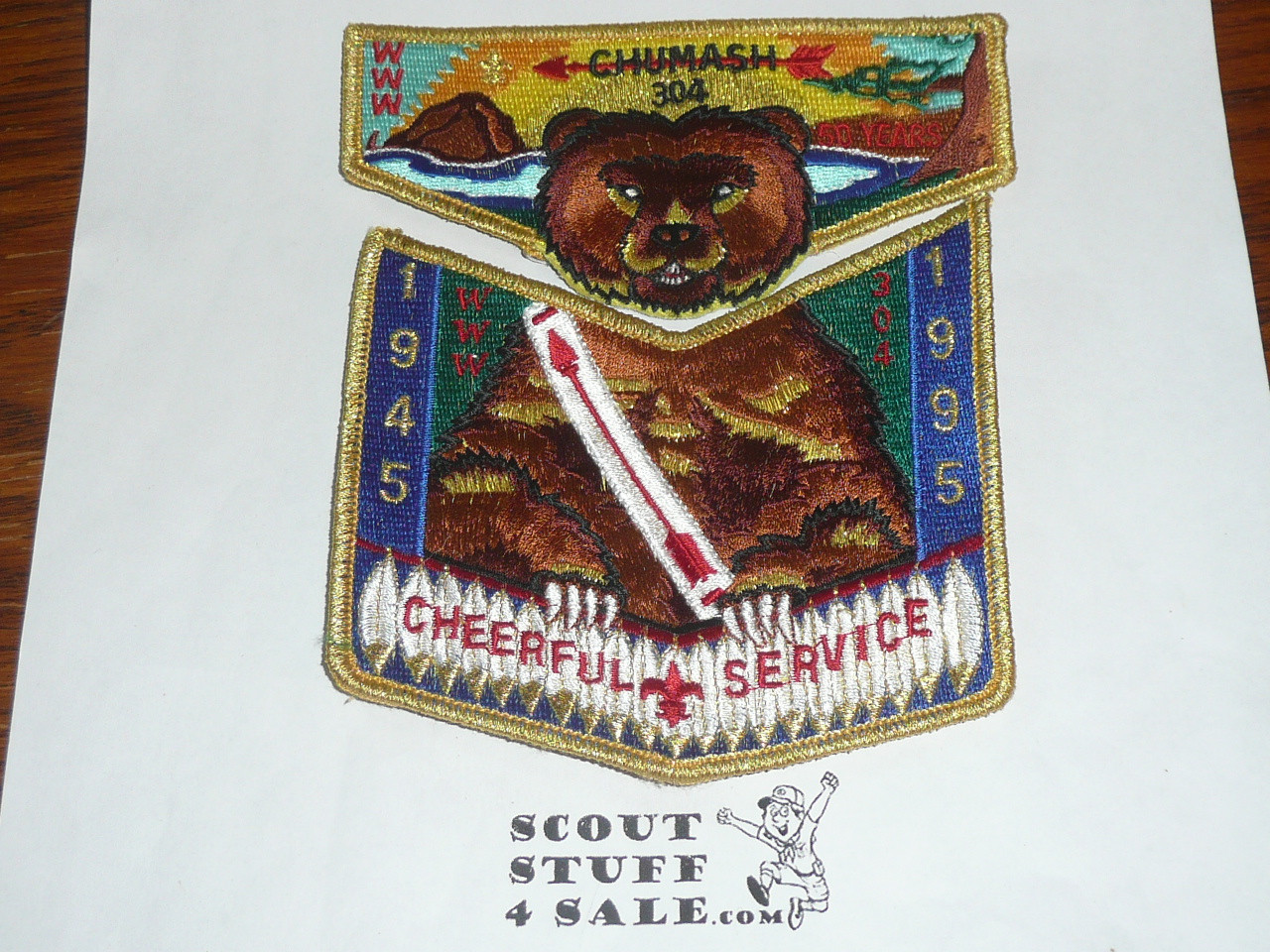 Order of the Arrow Lodge #304 Chumash 50th Anniversay 2-piece Flap Patch