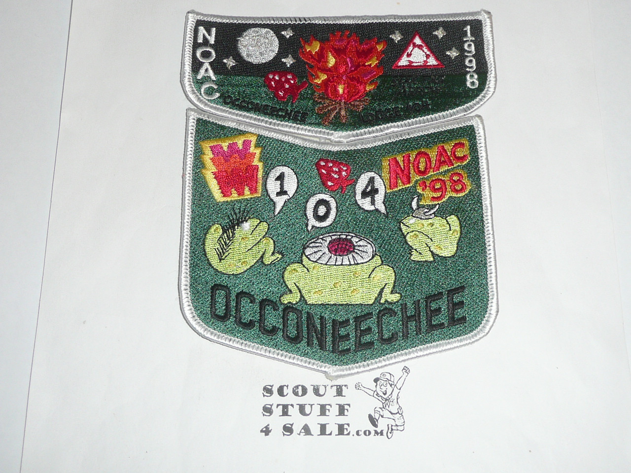 Order of the Arrow Lodge #104 Occoneechee 1998 NOAC 2-piece Flap Patch set