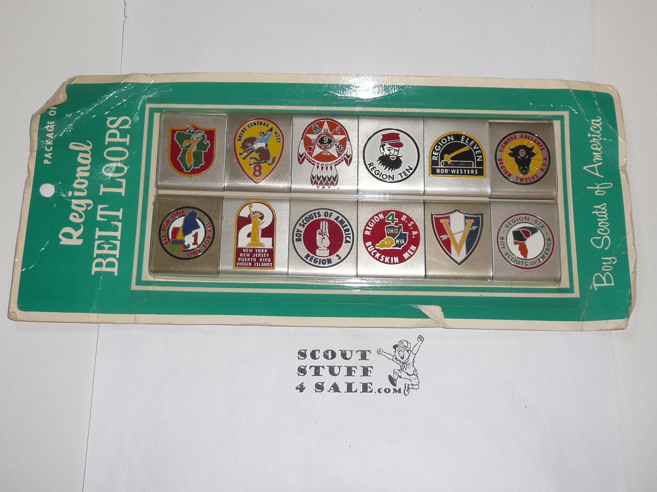 1969 National Jamboree Region Belt Loop Set, all 12 Original Regions Represented, unused