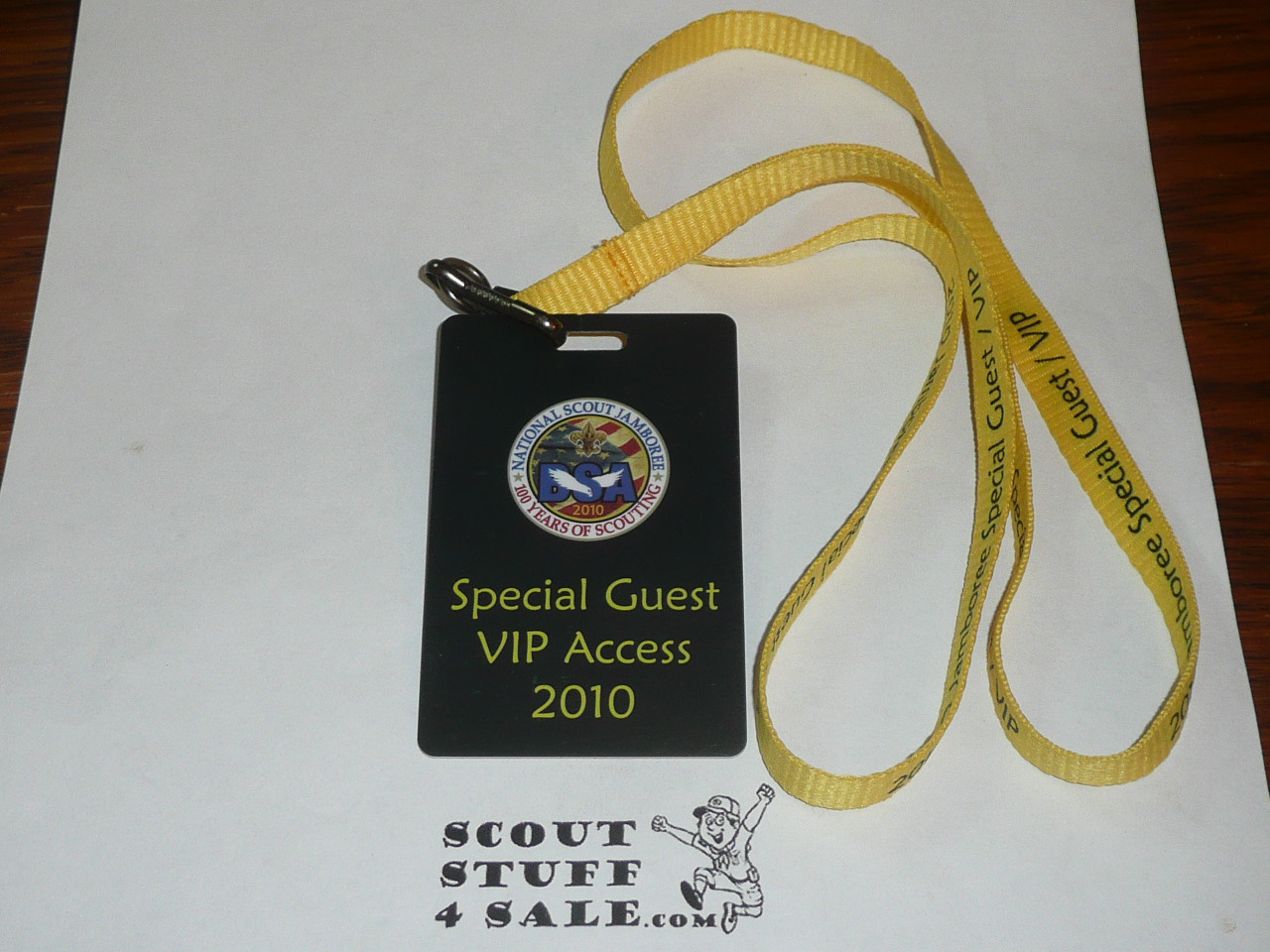 2010 National Jamboree Special Guest VIP Access ID Card on Special Guest VIP Neck cord