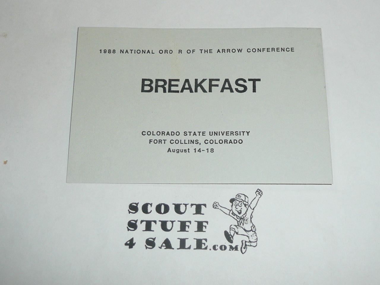 National Order of the Arrow Conference (NOAC), 1988 Breakfast Ticket