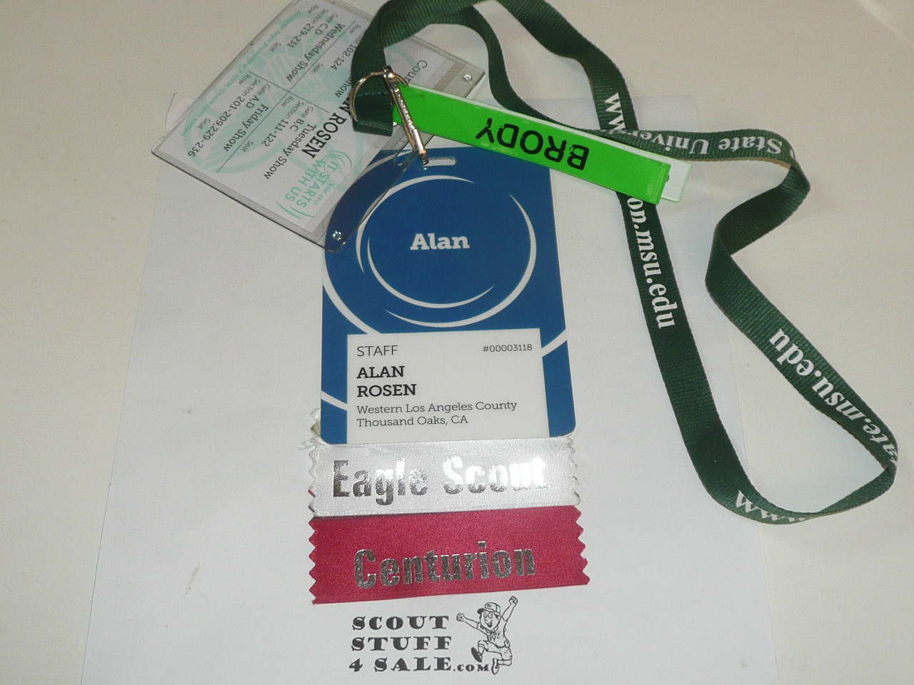 National Order of the Arrow Conference (NOAC), 2015 Name Badge with Neck Cord and wrist Band, OA 100th Anniversary