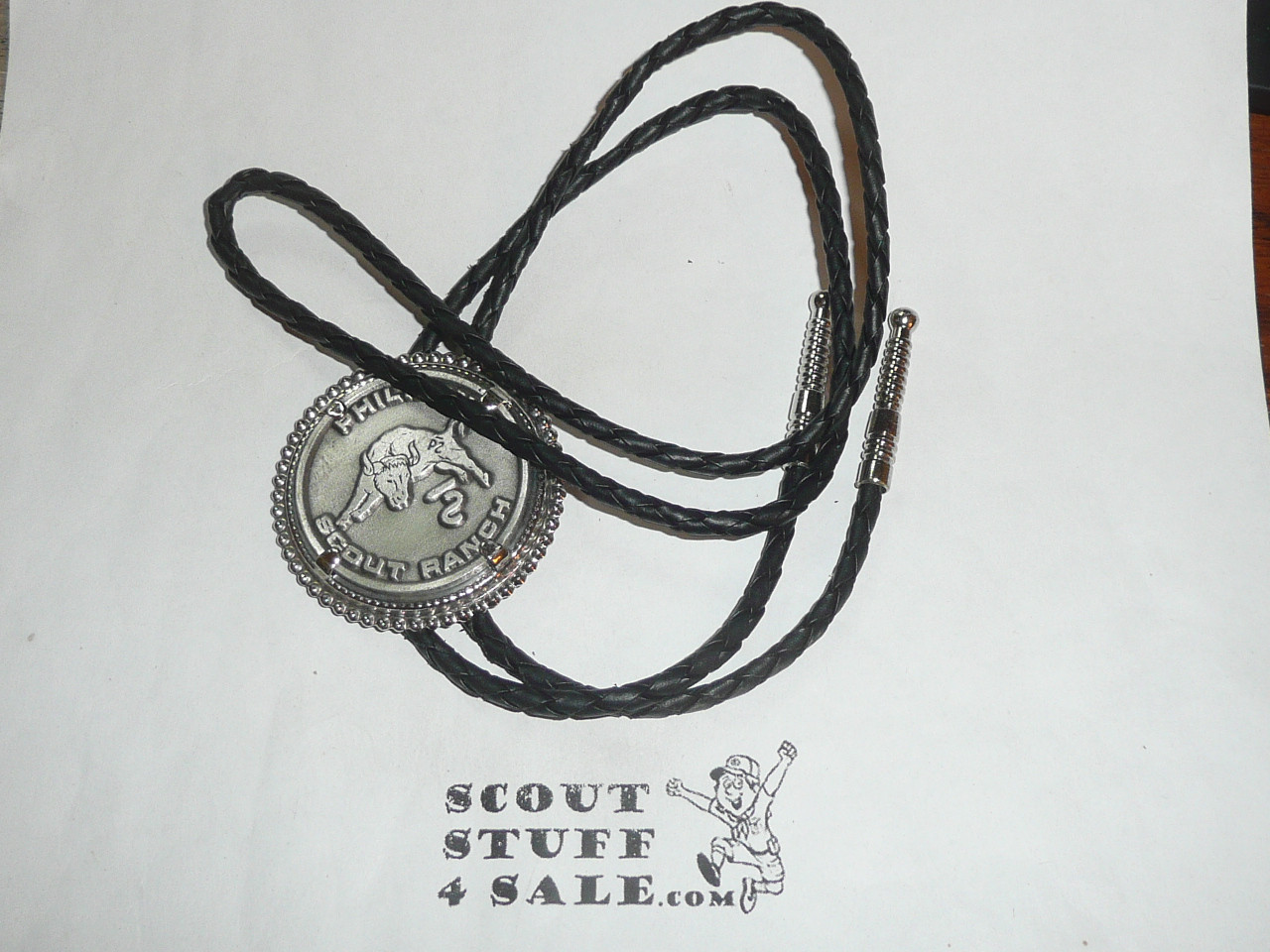 Philmont Scout Ranch, Arrowhead Bolo Tie with Lanyard Black Cord, Coin style