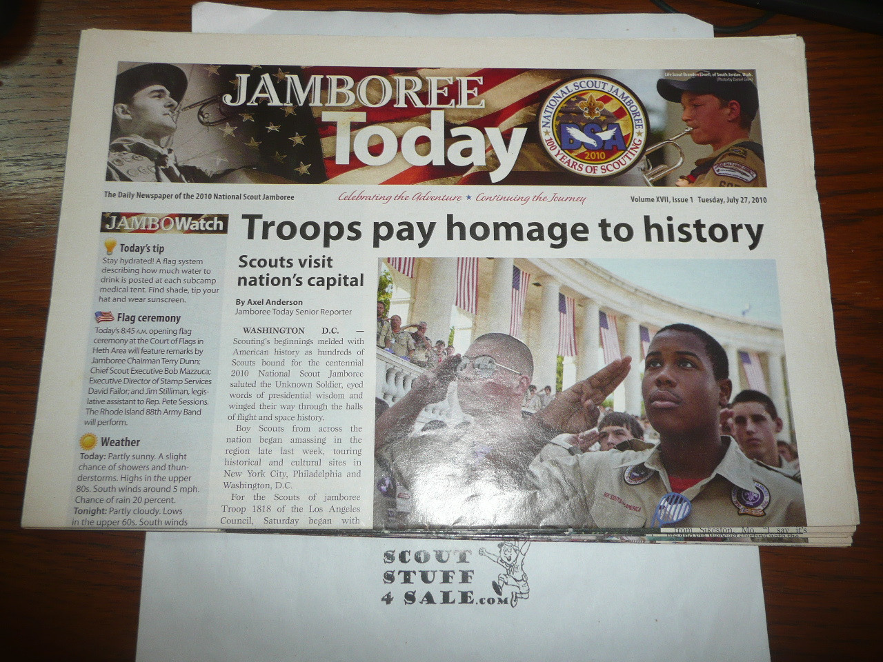 2010 National Jamboree 100th Anniversary near complete Set of Jamboree Newspapers, just missing #3