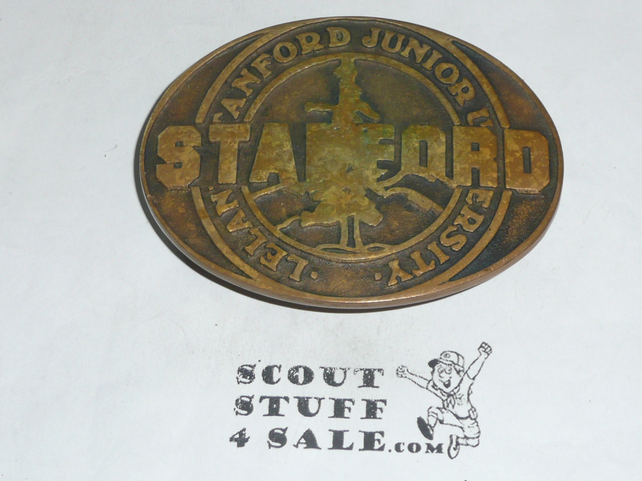 Old Brass Stanford University Belt Buckle