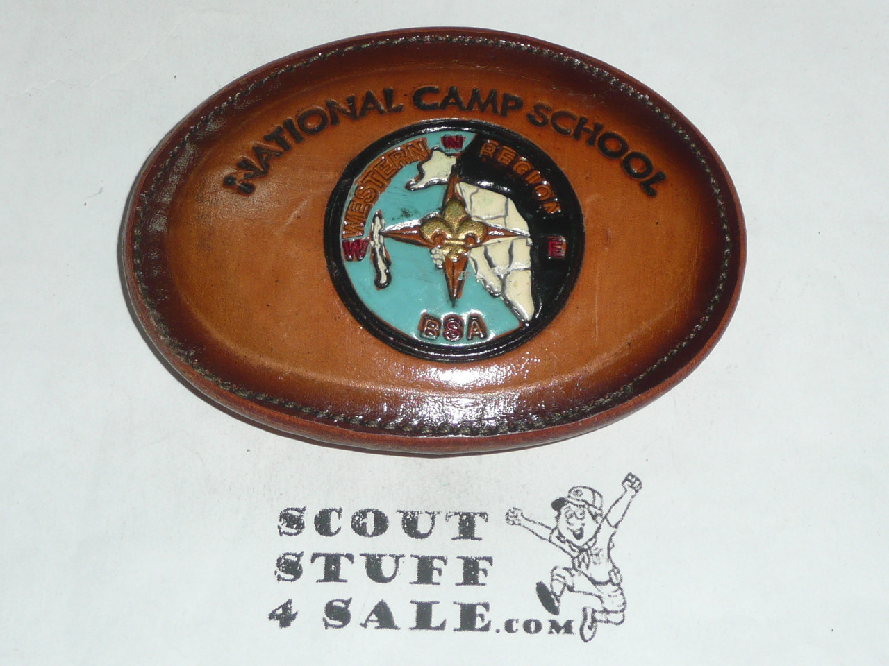 Leather Western Region National Camp School Boy Scout Belt Buckle