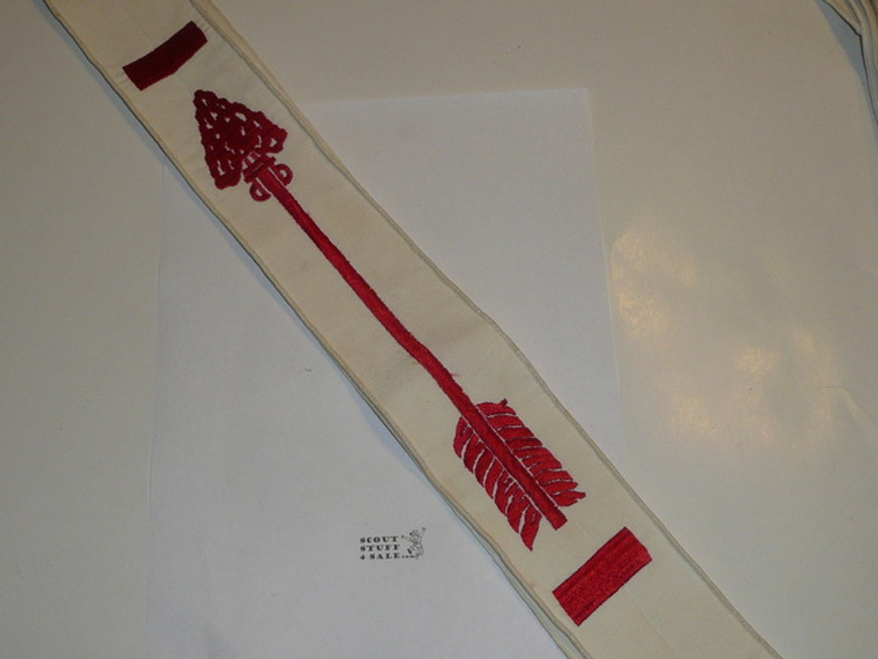 1960's Embroidered On Twill Brotherhood Order of the Arrow Sash, Heavy Twill With Narrow Edge Border, unused, 26"