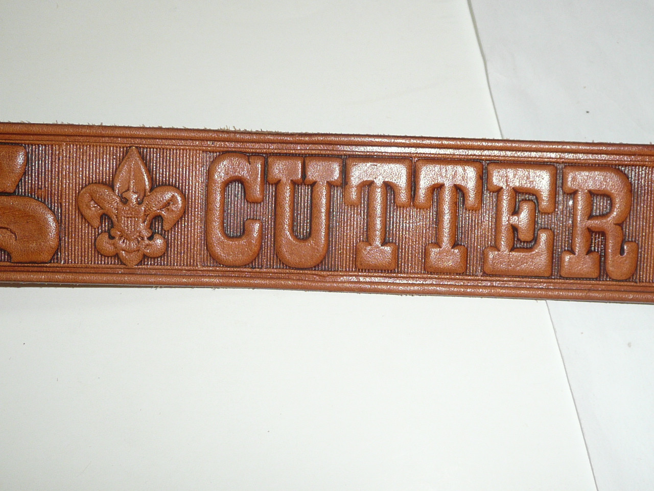 Cutter Boy Scout Reservation Tooled Leather Belt, 38" waist, Lite Use