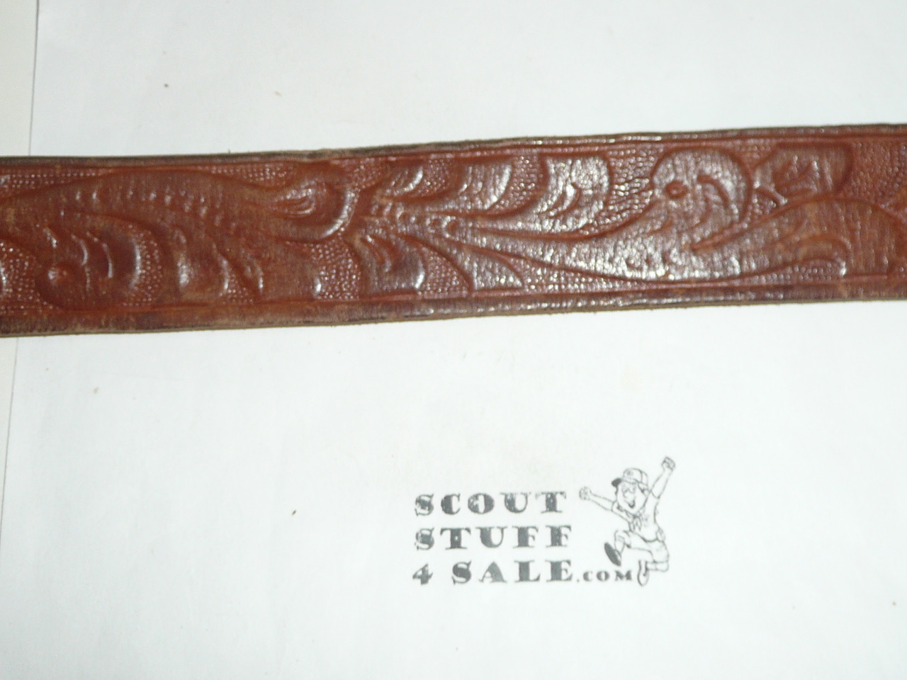 Tooled Leather Belt, 38" waist, used