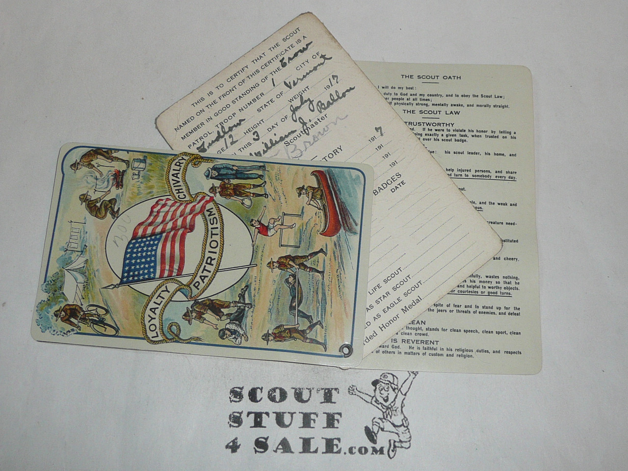 1918 Boy Scout Celluloid Membership Card, 6 signatures, expires March 1918